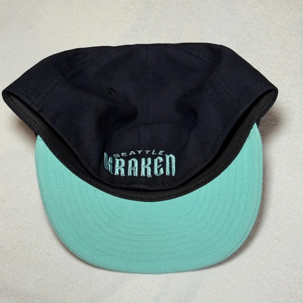 New Era 59FIFTY Seattle Kraken Fitted Hat Navy Teal Anchor Logo 7 3/4 NHL Cap